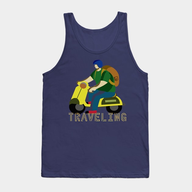 Travelling Scooter Man Tank Top by RiyanRizqi